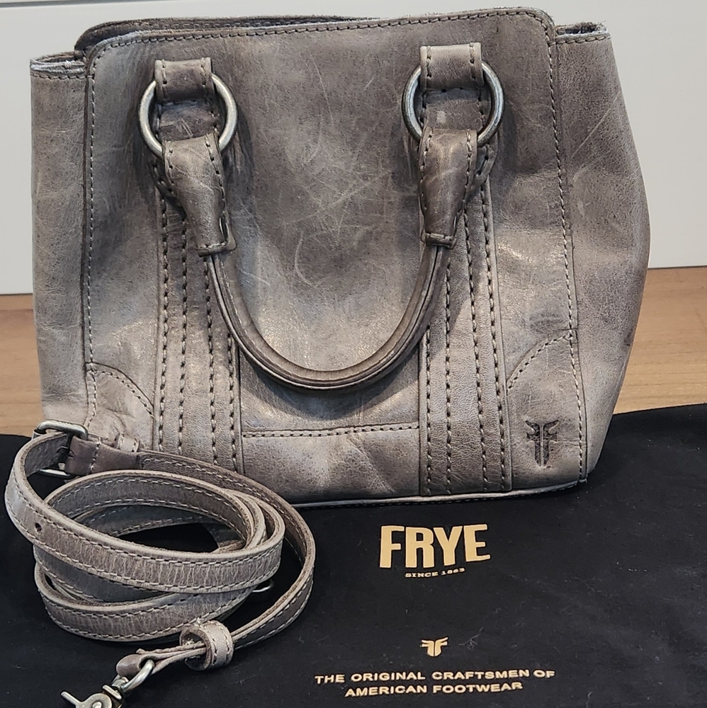 Frye Distressed Gray Leather Shoulder/Crossbody Bag